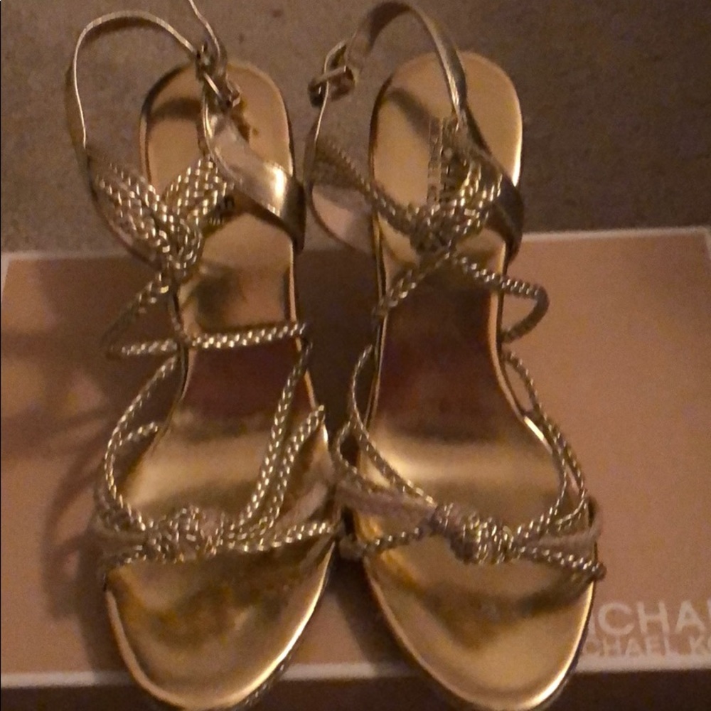 Michael Kors Sandals Wedge Gold Size 9M